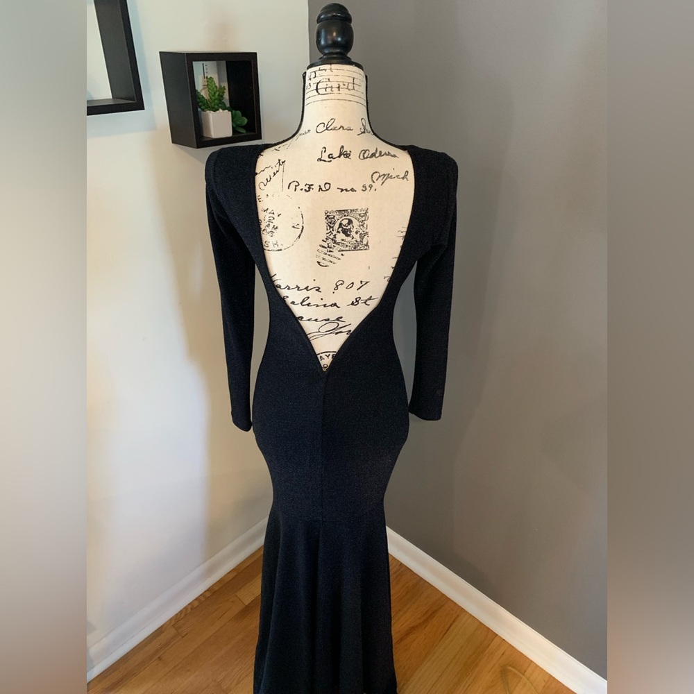 Cameo Black Open-Back Sparkly Prom Dress